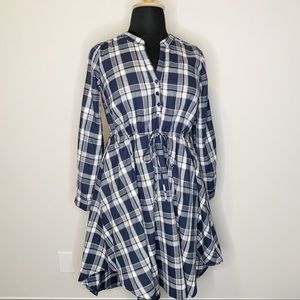 Jessy B Mod Cloth Blue & White Plaid Dress Size L